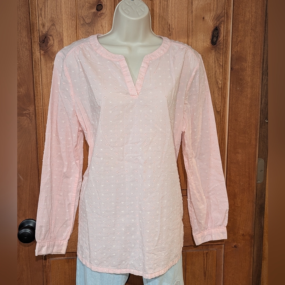 Time‎ and Tru Light Pink Textured Blouse